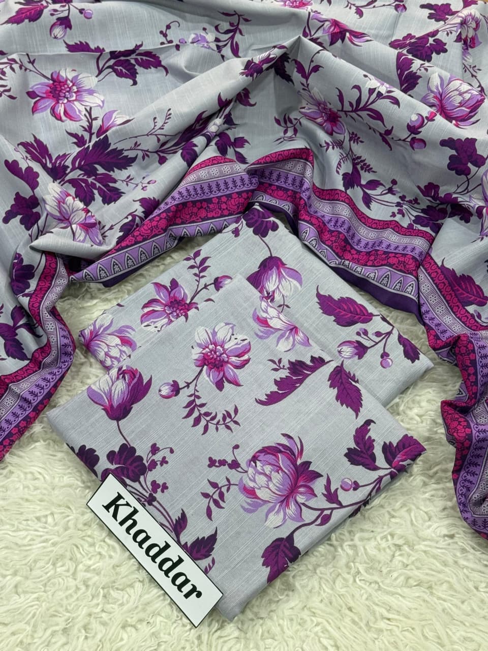 Khaddar all Over 3pc D-07