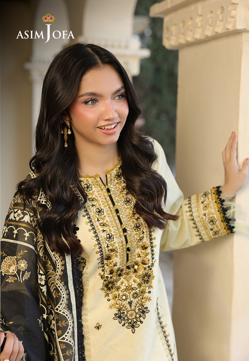 ASIM JOFA | Unstitched 3PCS LAWN EMBROIDERED SHIRT WITH MANAAR PRINTED DUPATTA AND TROUSER