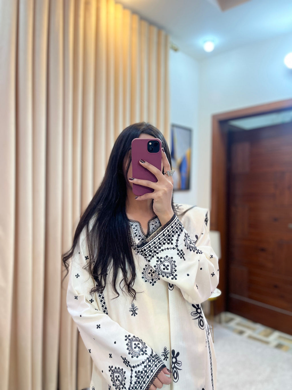 WHITE Luxury Embroidered Dhanak 3Pcs Suit