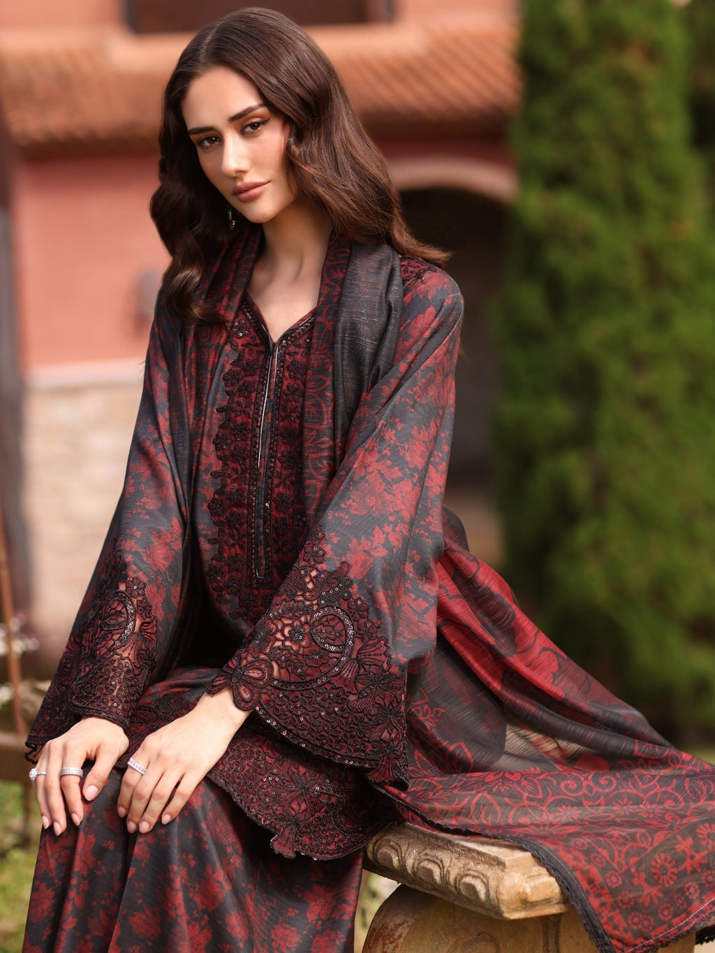 MOHAGNI | Unstitched Lawn Digital Printed 3pcs With Chiffon Dupatta & Patches Eid Collection