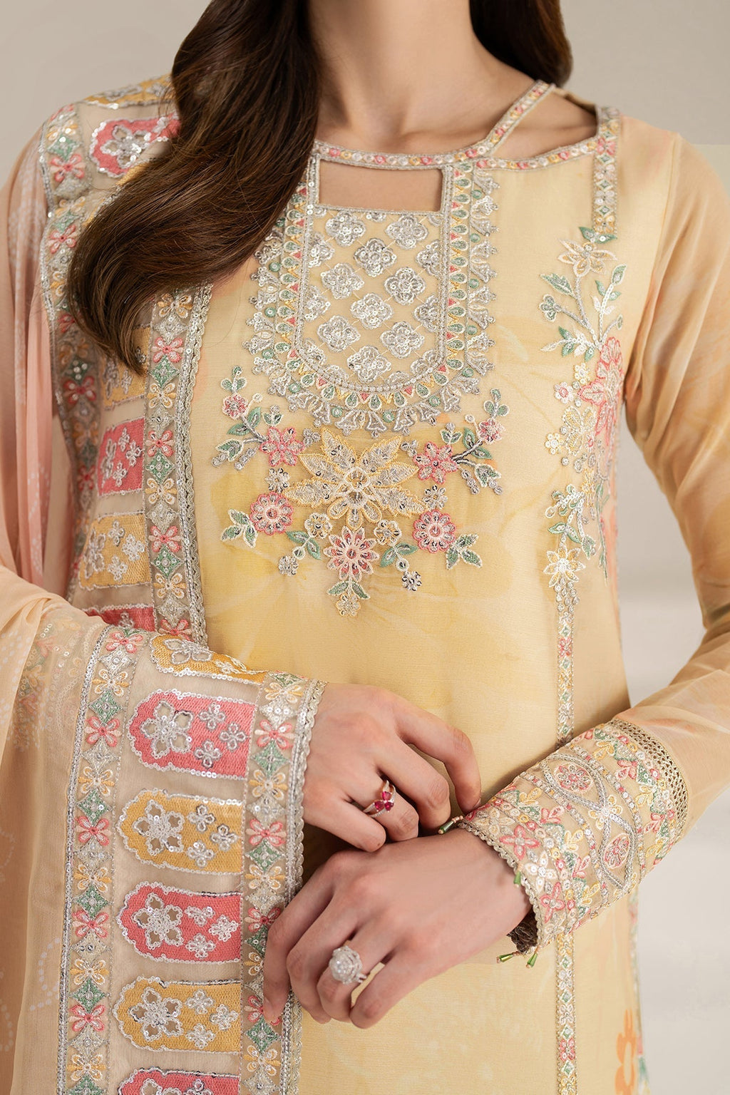 FARASHA | Unstitched Lawn Digital Printed 3pcs With Chiffon Dupatta & Patches Eid Collection