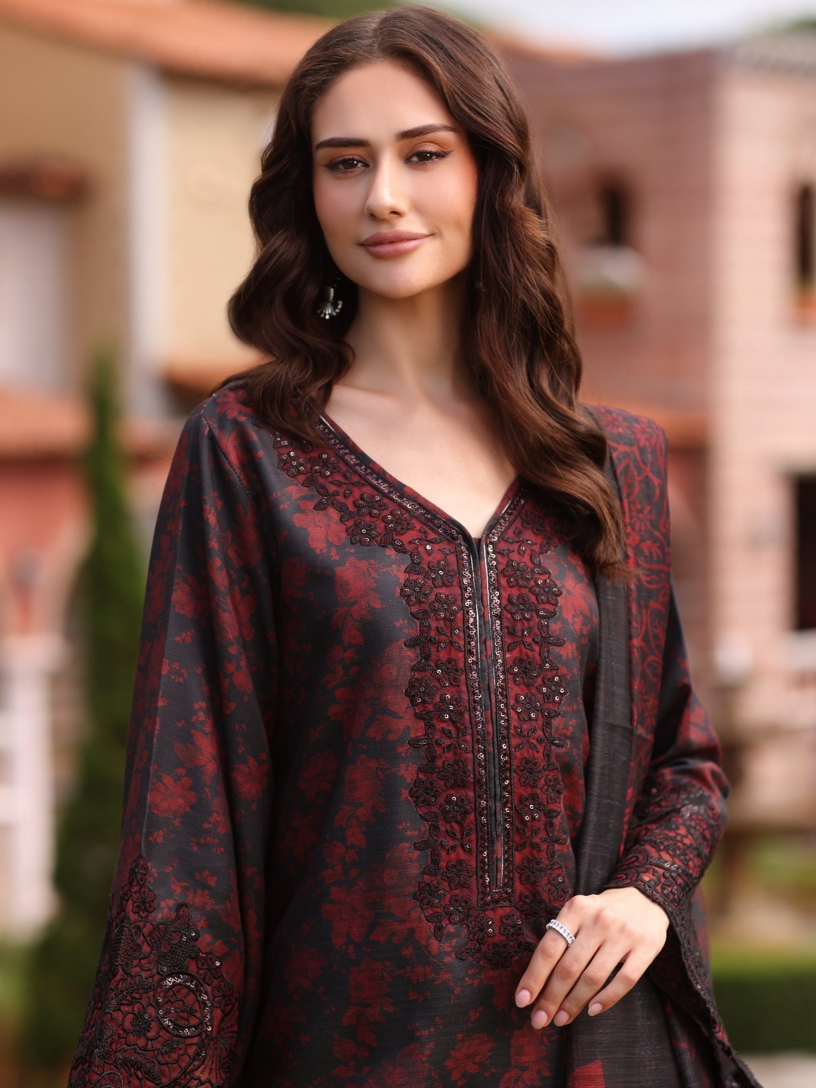 MOHAGNI | Unstitched Lawn Digital Printed 3pcs With Chiffon Dupatta & Patches Eid Collection