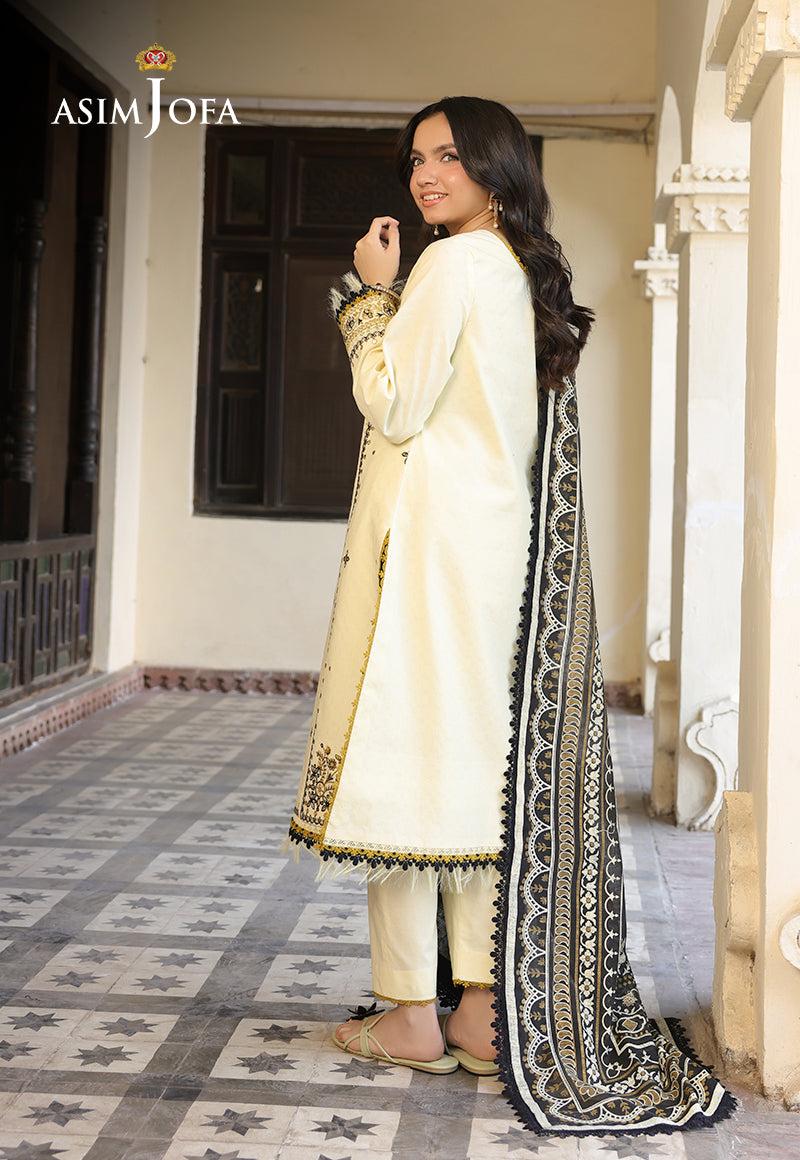 ASIM JOFA | Unstitched 3PCS LAWN EMBROIDERED SHIRT WITH MANAAR PRINTED DUPATTA AND TROUSER