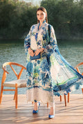 Maria B | Unstitched blueish Lawn Digital Print 3pcs With Chiffon Dupatta Collection & Patches