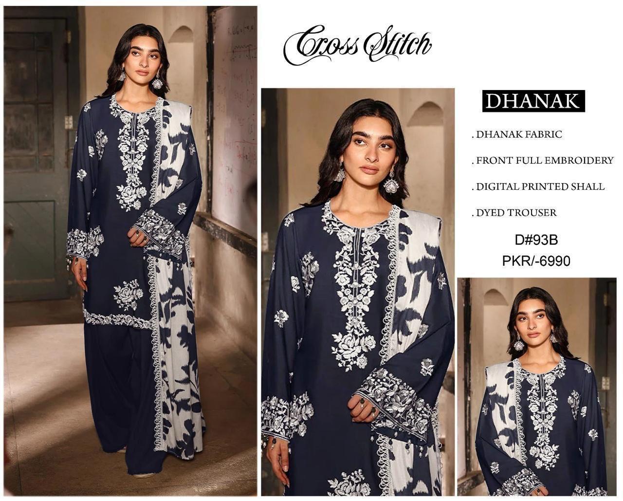 DHANAK 3Pcs Heavy Embroidered Suit