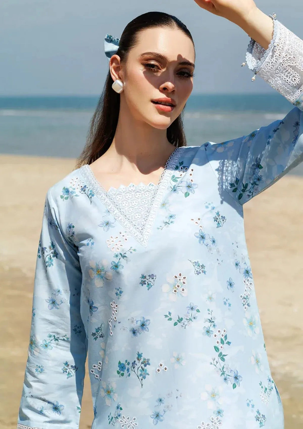 FARASHA | Unstitched Lawn 3pcs Suit With Chiffon Dupatta & Patches Eid Collection