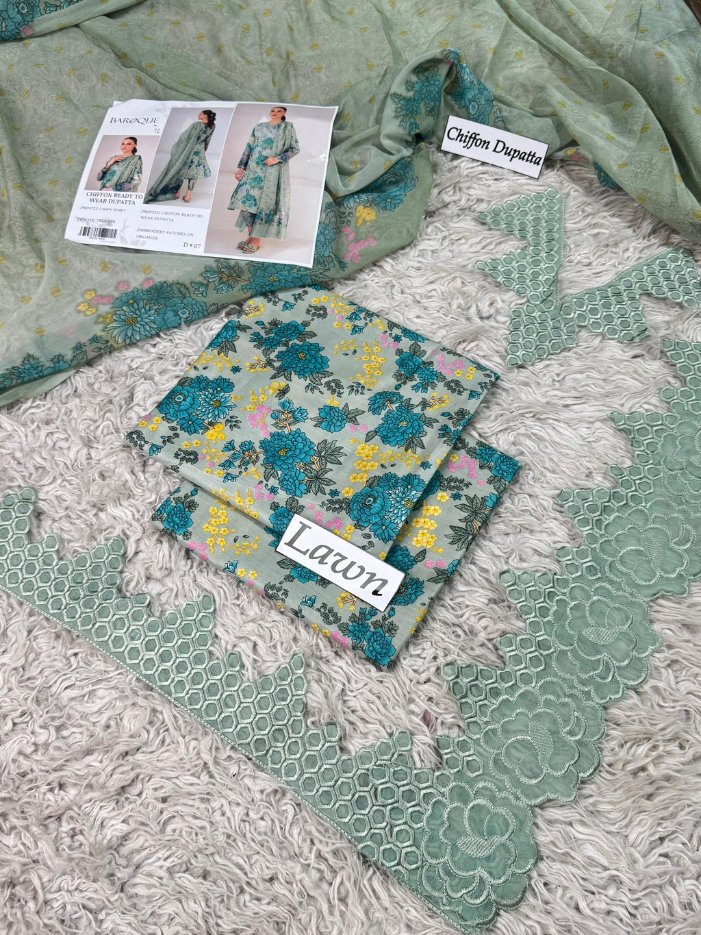 Baroque Luxury Embroidered Lawn 3 Piece Unstitched