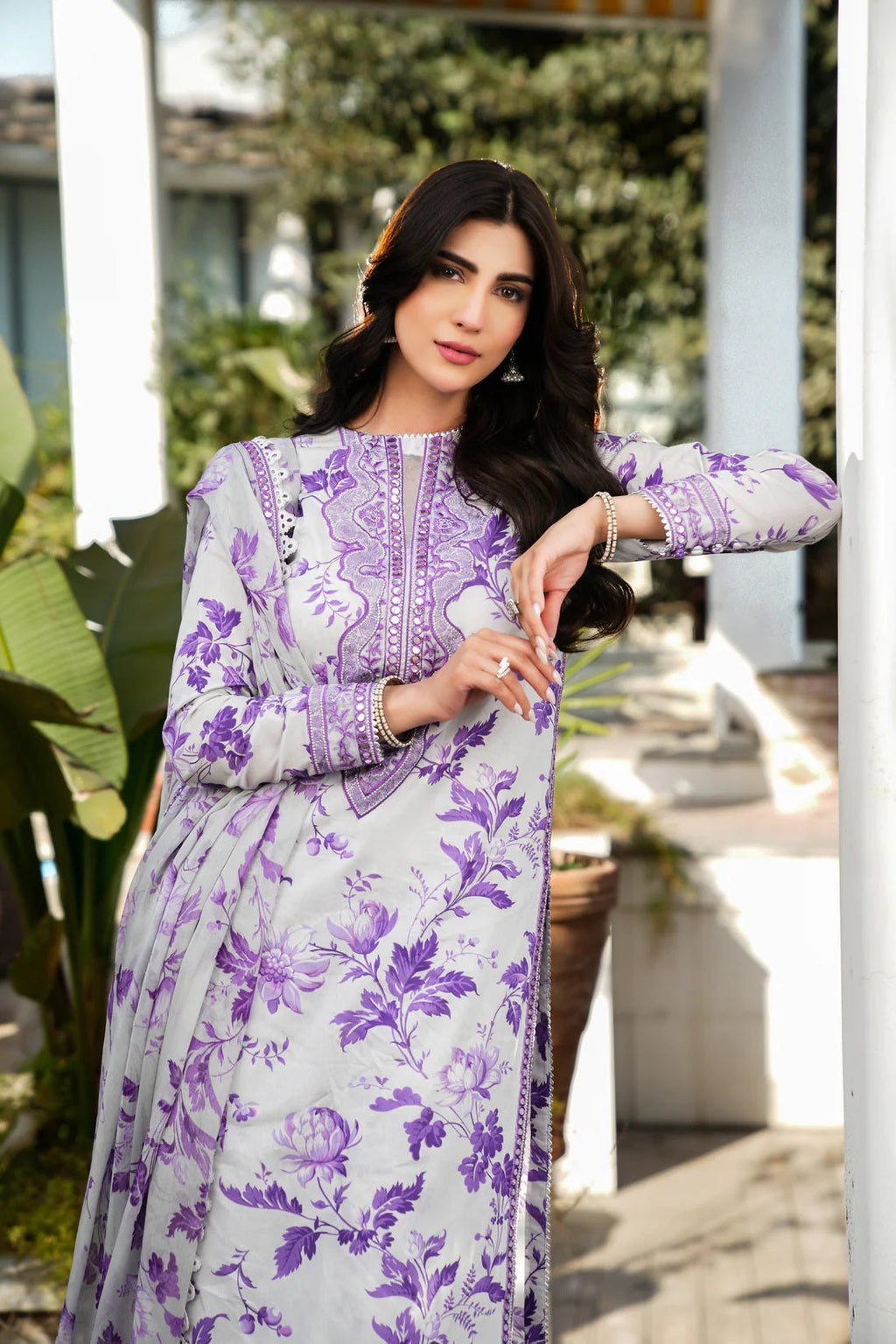 AROZEH | Unstitched Lawn Digital Printed 3pcs With Chiffon Dupatta & Patches Eid Collection