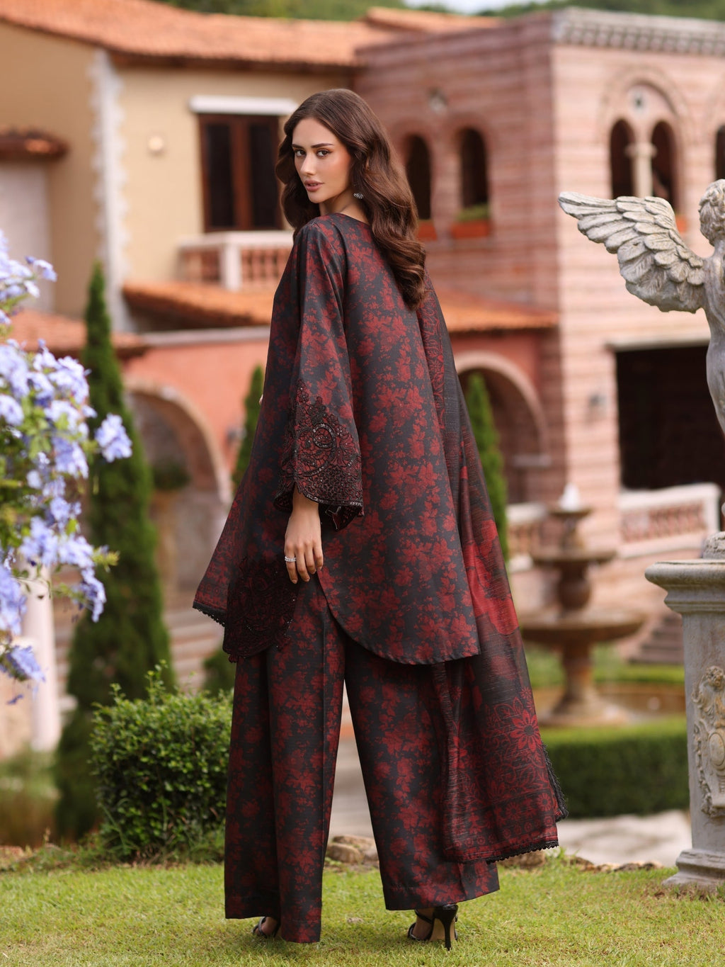 MOHAGNI | Unstitched Lawn Digital Printed 3pcs With Chiffon Dupatta & Patches Eid Collection