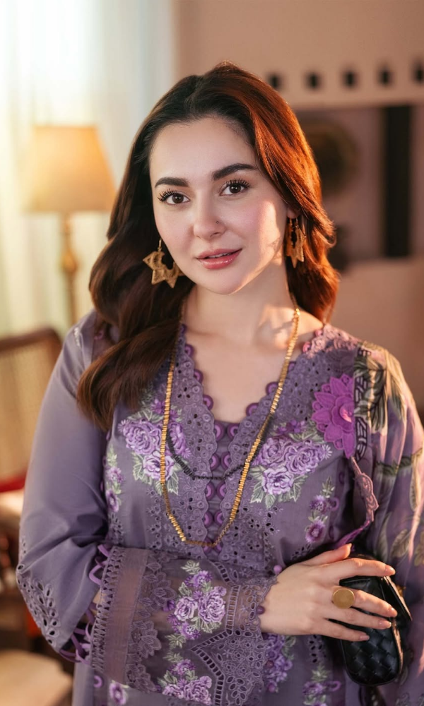 Hania Amir | Unstitched Premium Lawn Embroidered Chikankari 3pcs Suit With Printed Dupatta Eid Collection & Patches