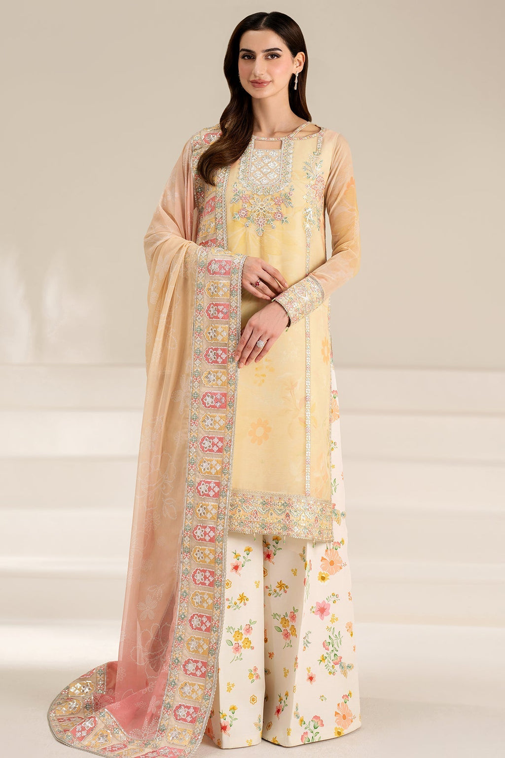 FARASHA | Unstitched Lawn Digital Printed 3pcs With Chiffon Dupatta & Patches Eid Collection