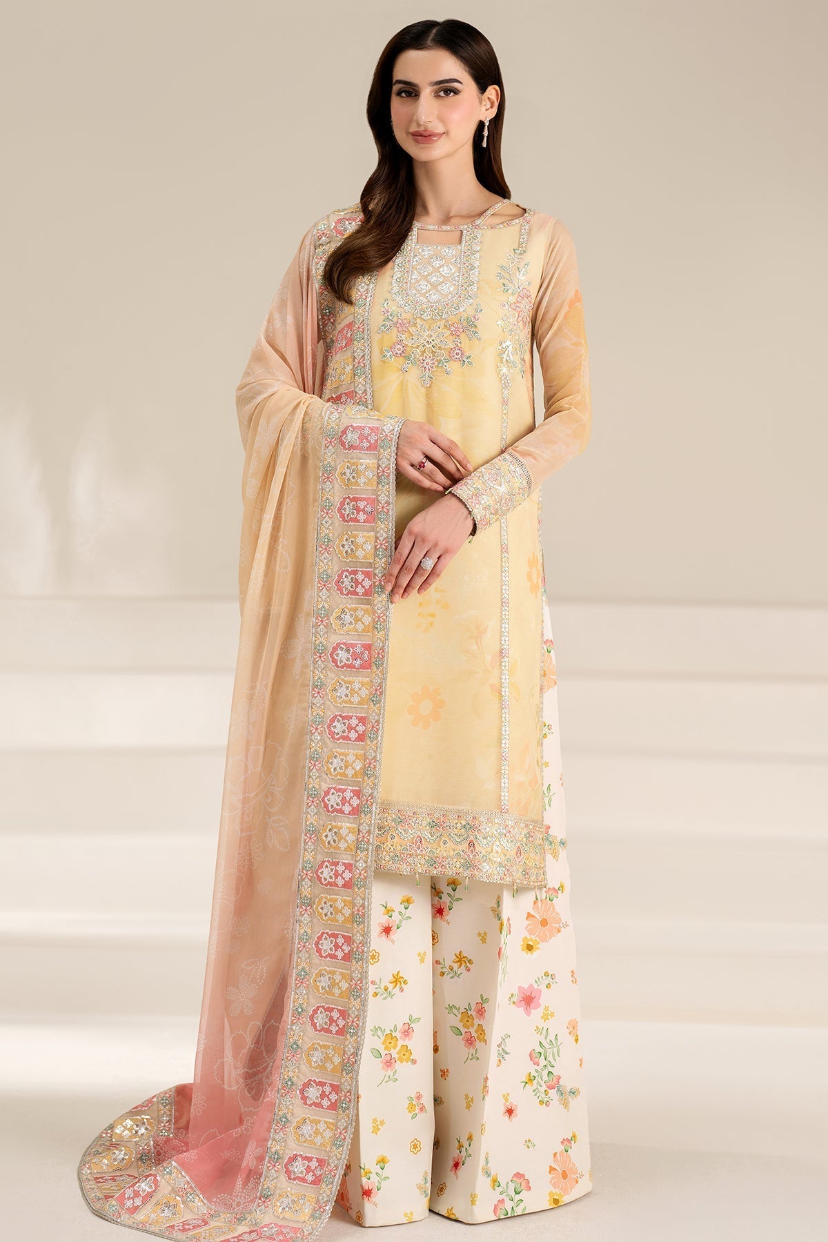 FARASHA | Unstitched Lawn Digital Printed 3pcs With Chiffon Dupatta & Patches Eid Collection