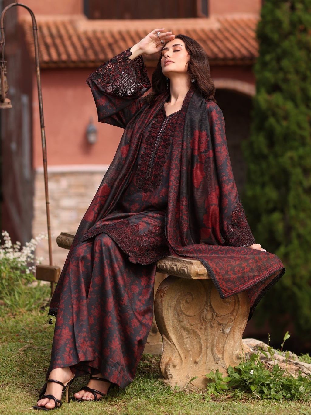 MOHAGNI | Unstitched Lawn Digital Printed 3pcs With Chiffon Dupatta & Patches Eid Collection