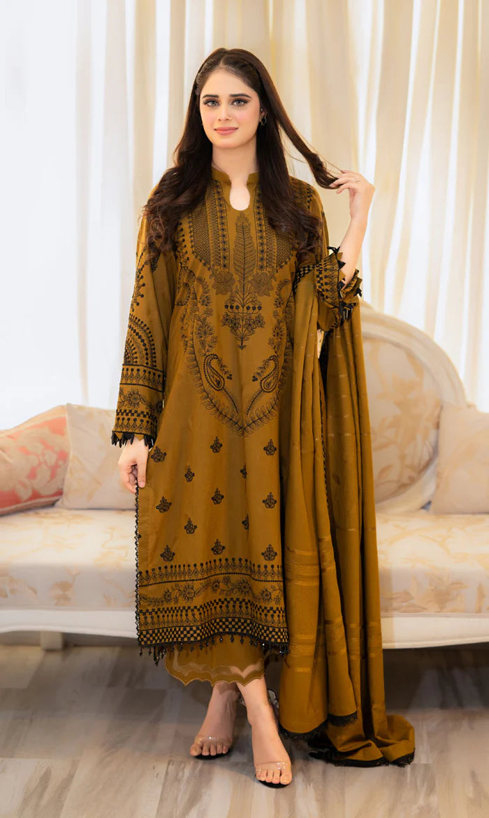 Maria B | Premium Unstitched Embroidered Lawn 3-Piece Suit with Printed Chiffon Dupatta (Eid Collection)