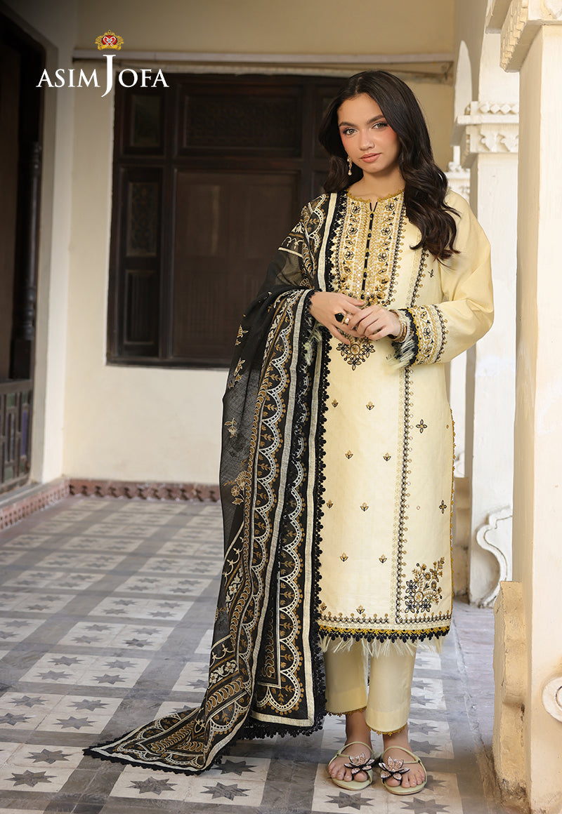 ASIM JOFA | Unstitched 3PCS LAWN EMBROIDERED SHIRT WITH MANAAR PRINTED DUPATTA AND TROUSER