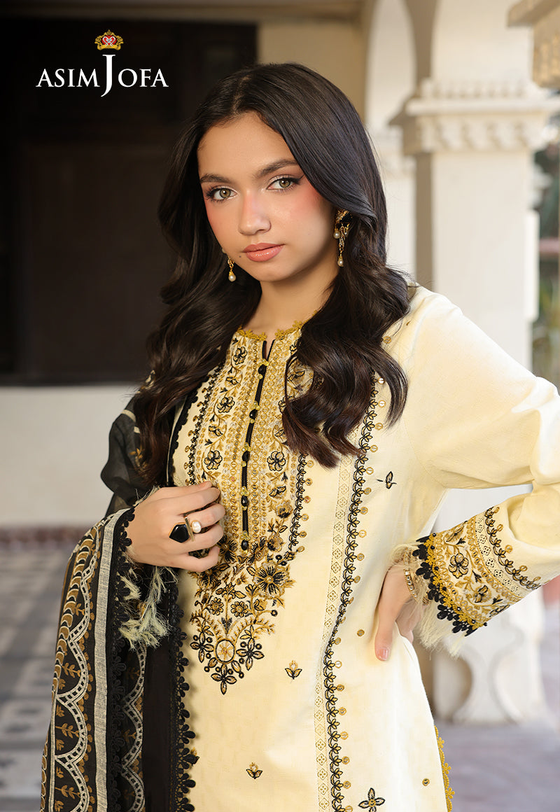 ASIM JOFA | Unstitched 3PCS LAWN EMBROIDERED SHIRT WITH MANAAR PRINTED DUPATTA AND TROUSER