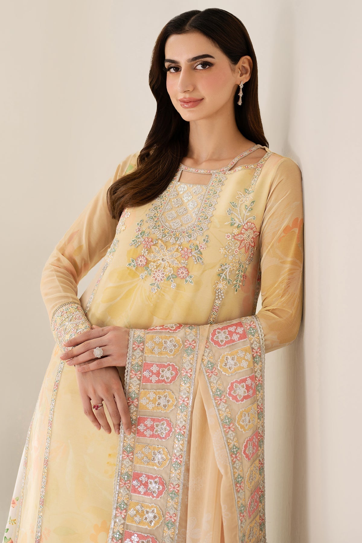 FARASHA | Unstitched Lawn Digital Printed 3pcs With Chiffon Dupatta & Patches Eid Collection