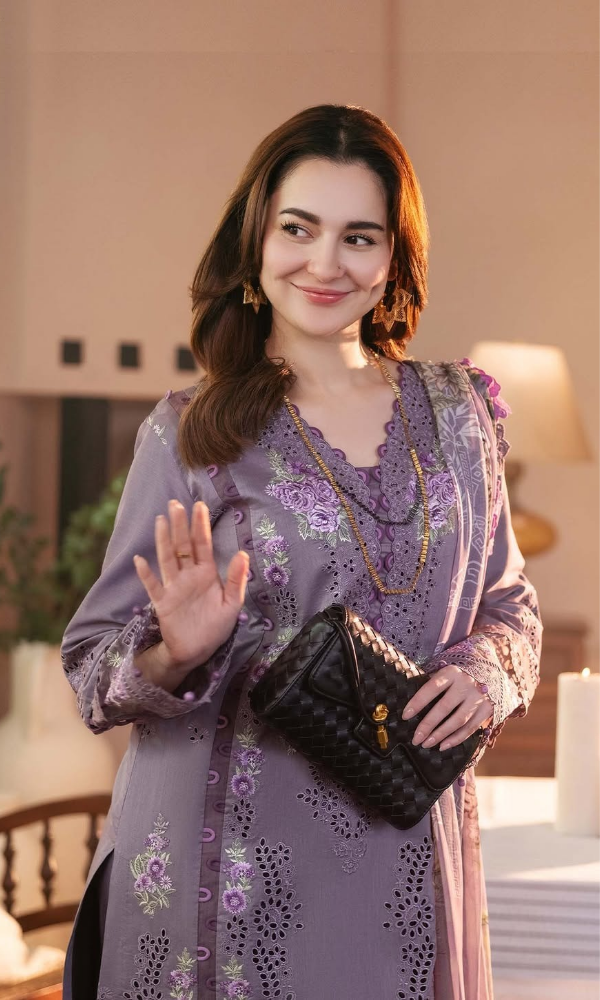 Hania Amir | Unstitched Premium Lawn Embroidered Chikankari 3pcs Suit With Printed Dupatta Eid Collection & Patches