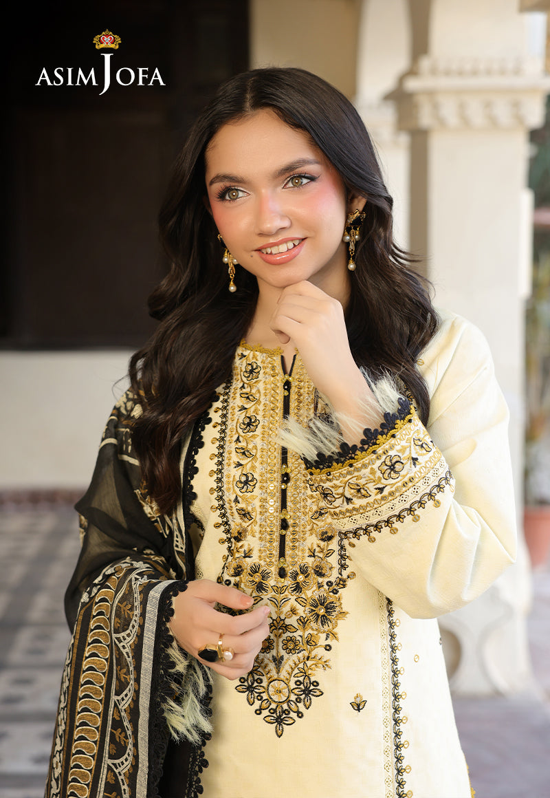 ASIM JOFA | Unstitched 3PCS LAWN EMBROIDERED SHIRT WITH MANAAR PRINTED DUPATTA AND TROUSER