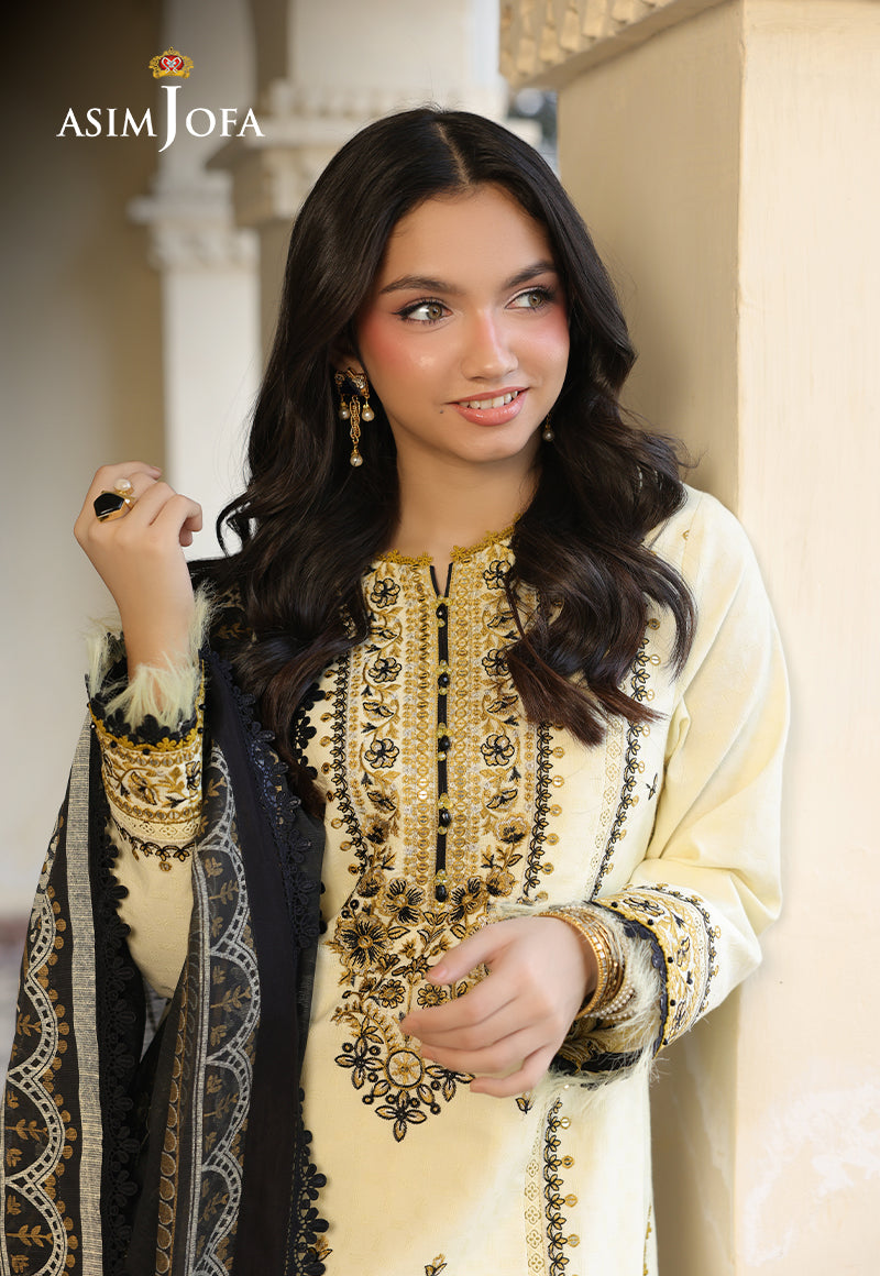 ASIM JOFA | Unstitched 3PCS LAWN EMBROIDERED SHIRT WITH MANAAR PRINTED DUPATTA AND TROUSER