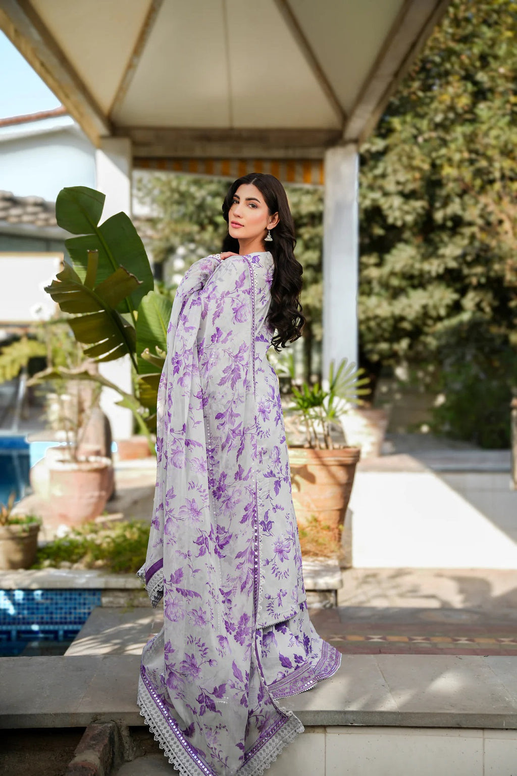 AROZEH | Unstitched Lawn Digital Printed 3pcs With Chiffon Dupatta & Patches Eid Collection