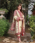 Embroidered 3pcs Dhanak Dress With Premium digital printed Shawl. Red