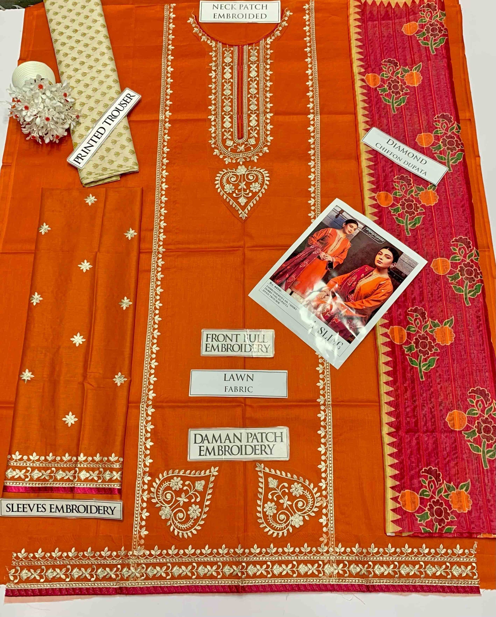 DHANAK 3pc Heavy Embroidered