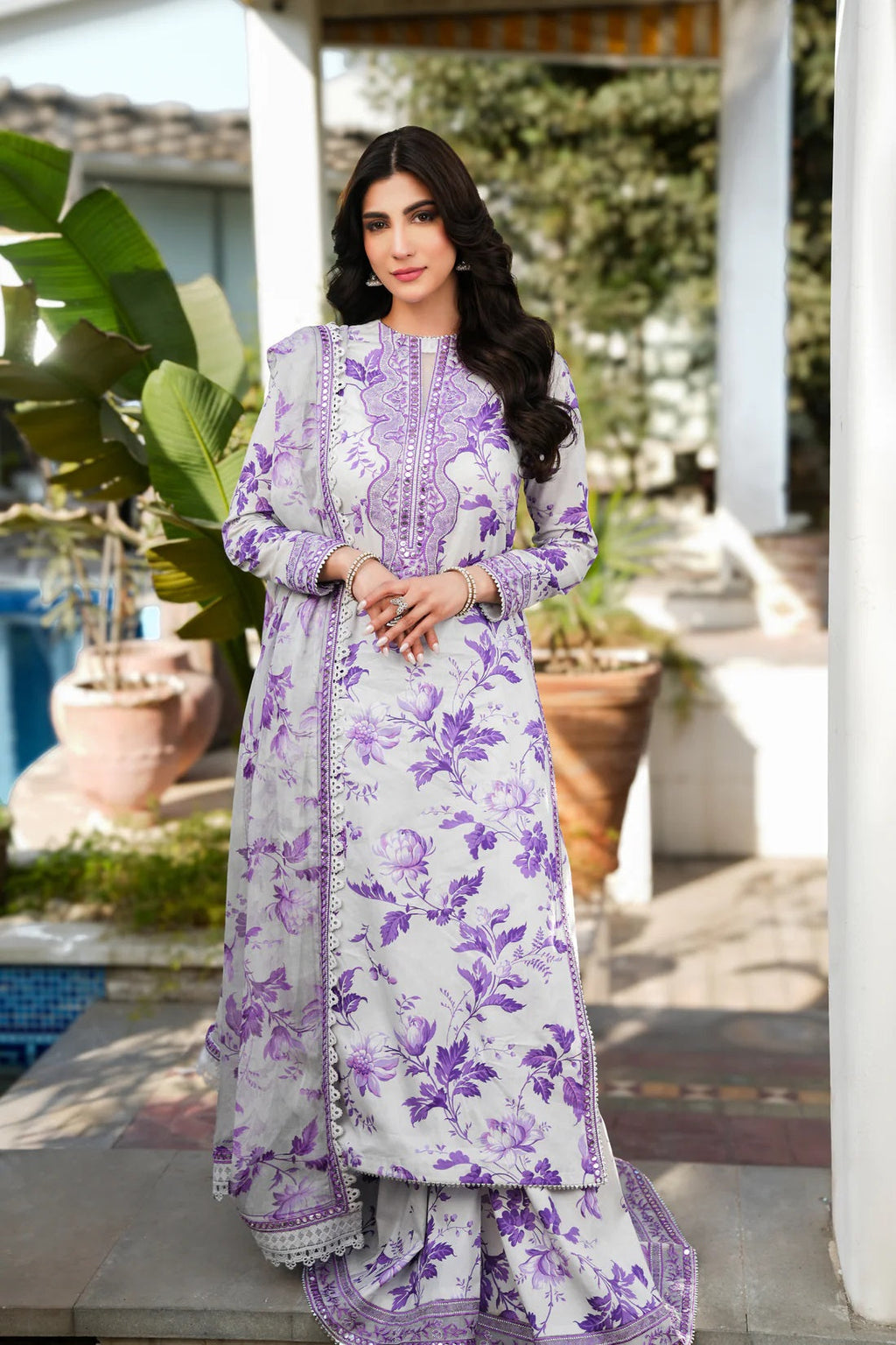 AROZEH | Unstitched Lawn Digital Printed 3pcs With Chiffon Dupatta & Patches Eid Collection